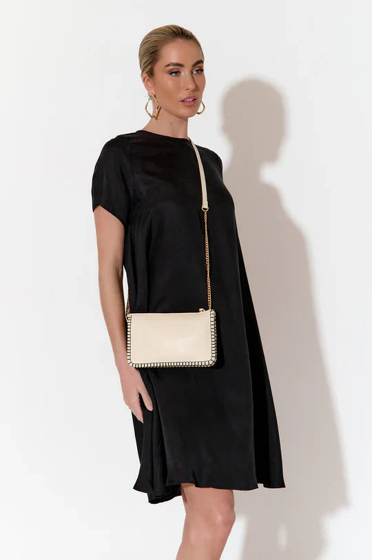 Elisa A Line Cupro Dress Black by Adorne