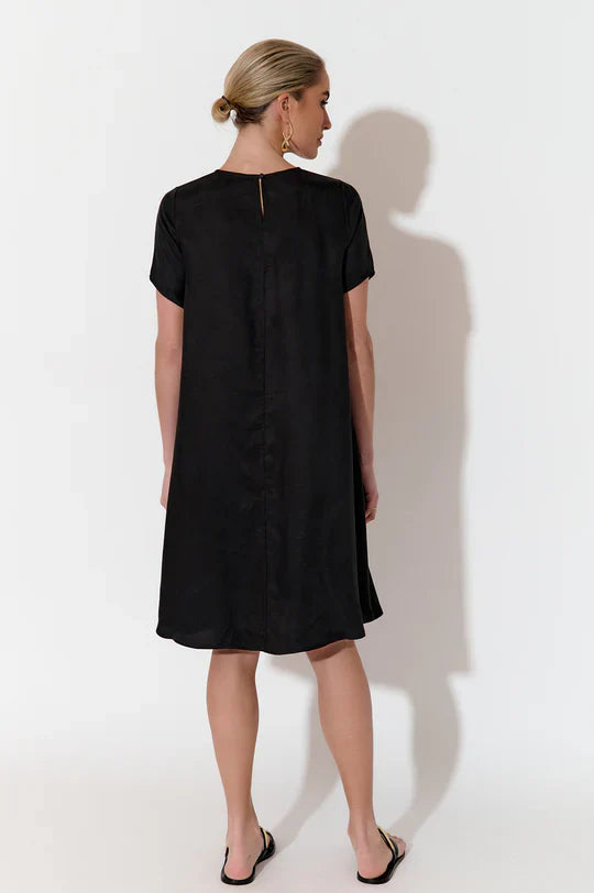 Elisa A Line Cupro Dress Black by Adorne