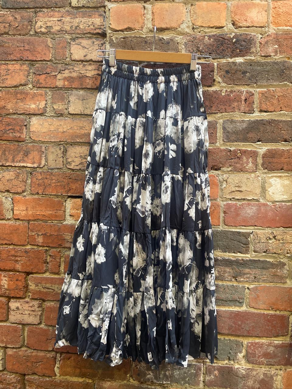 Monochrome Floral Maxi Skirt