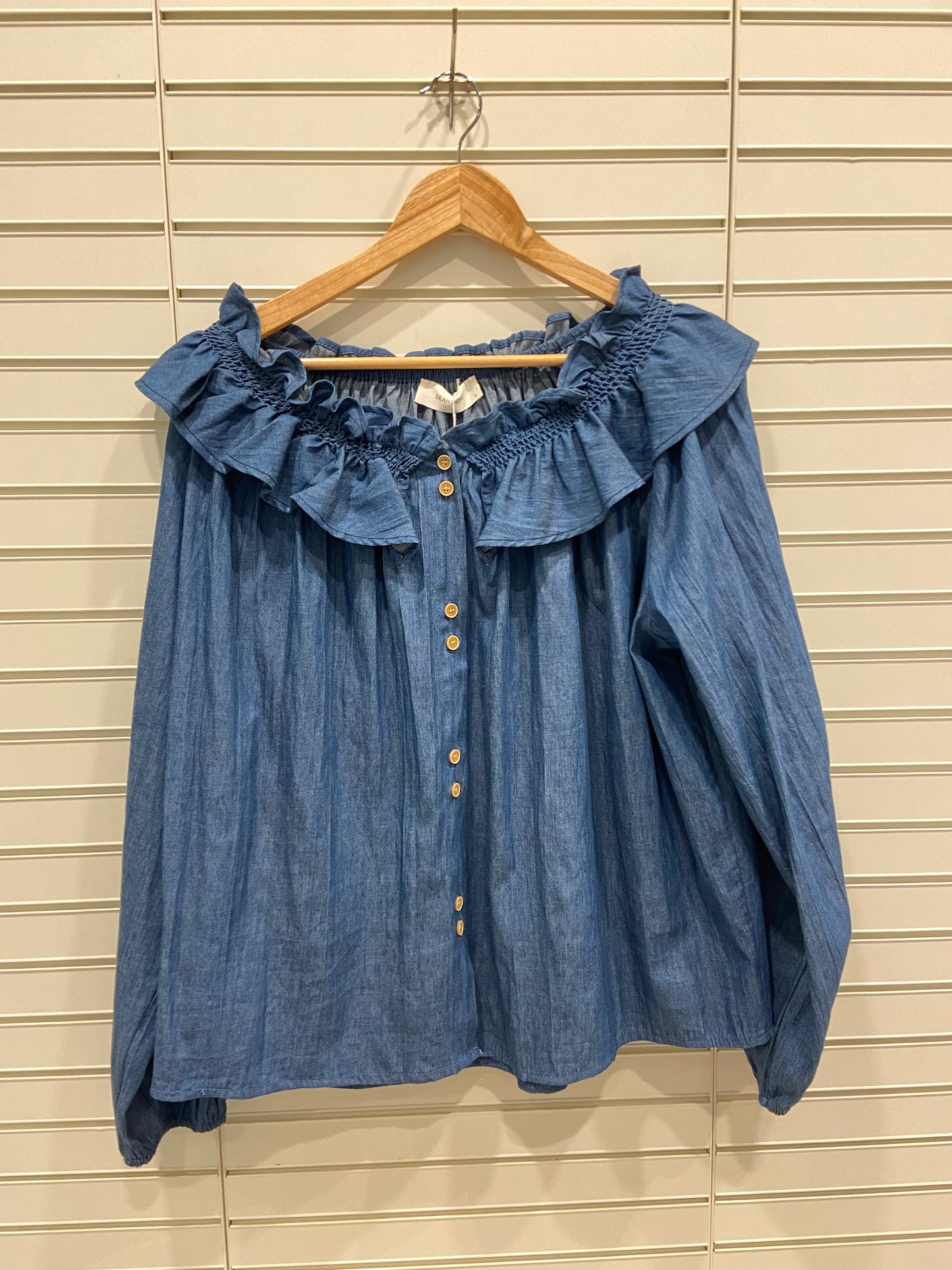 Soft Denim Off-Shoulder Blouse