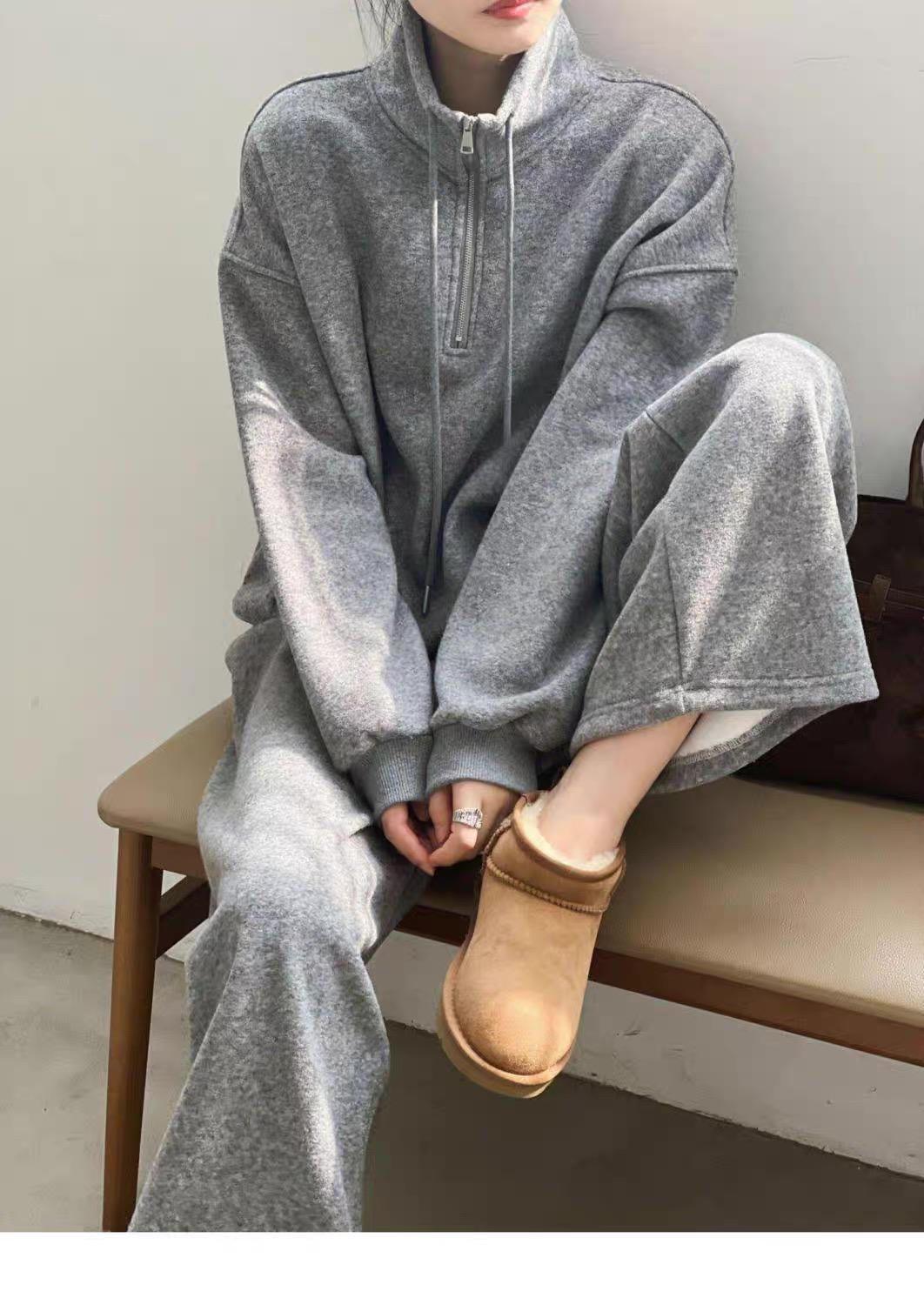 Fleece-Lined Tracksuit Set