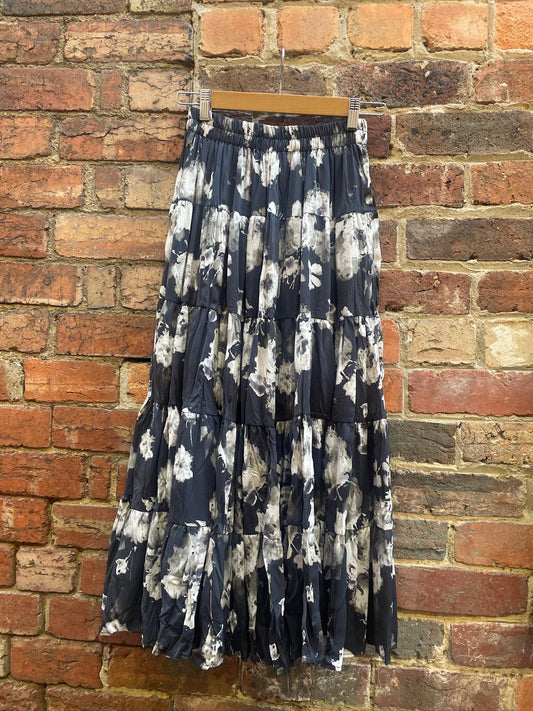 Monochrome Floral Maxi Skirt