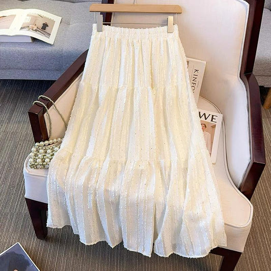 Cream Tiered Sparkle Skirt