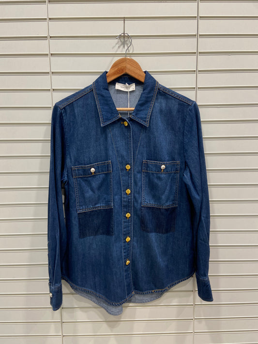 Gemma Dark Wash Denim Shirt Jacket