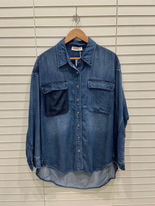 Allie Dark Wash Denim Shirt Jacket