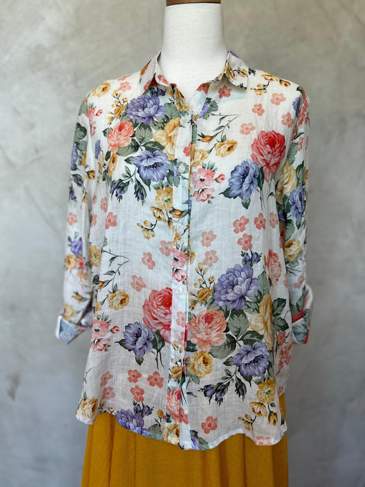 Floral Shirt - Ivory Meadow