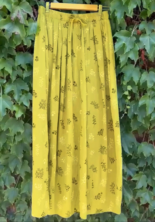 Cotton Floral Skirt - Green