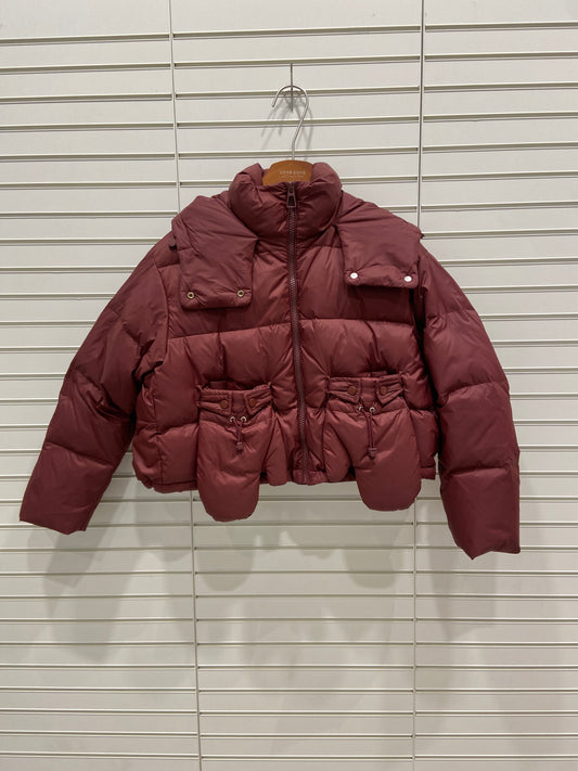 Cropped Maroon Puffer Jacket