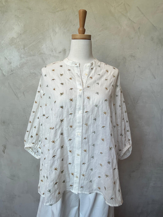 3RD RESTOCK | Embroidered Japanese Cotton Blouse - White