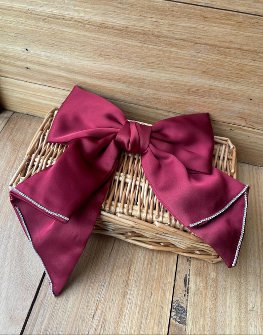 Satin Diamanté Bow Clip