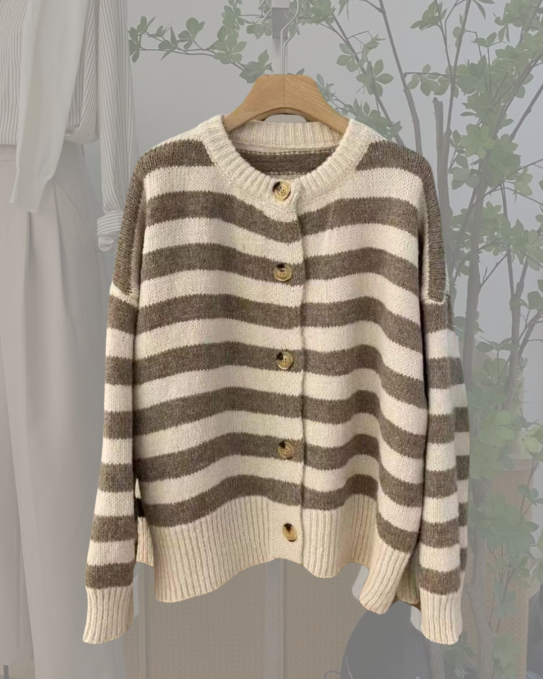 Striped Wool Blend Cardigan
