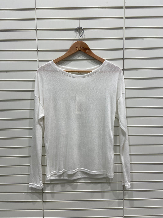 White Cotton Long Sleeve T-Shirt